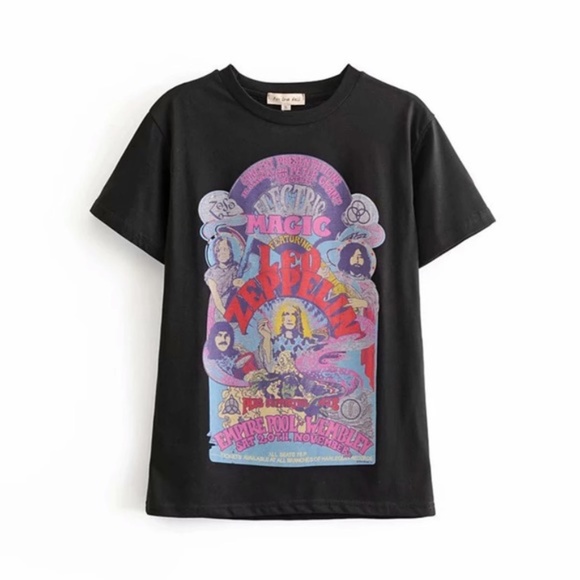 Tops - Black Led Zeppelin Electric Magic Graphic Tee